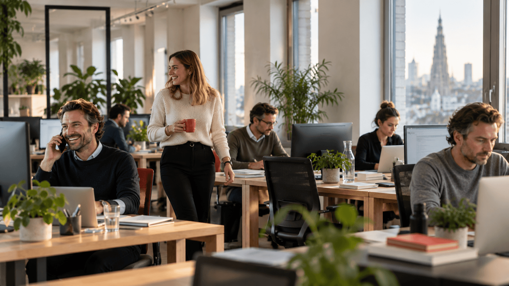 Senior recruiters aan het werk op een lichte salesvloer